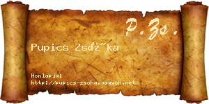 Pupics Zsóka névjegykártya